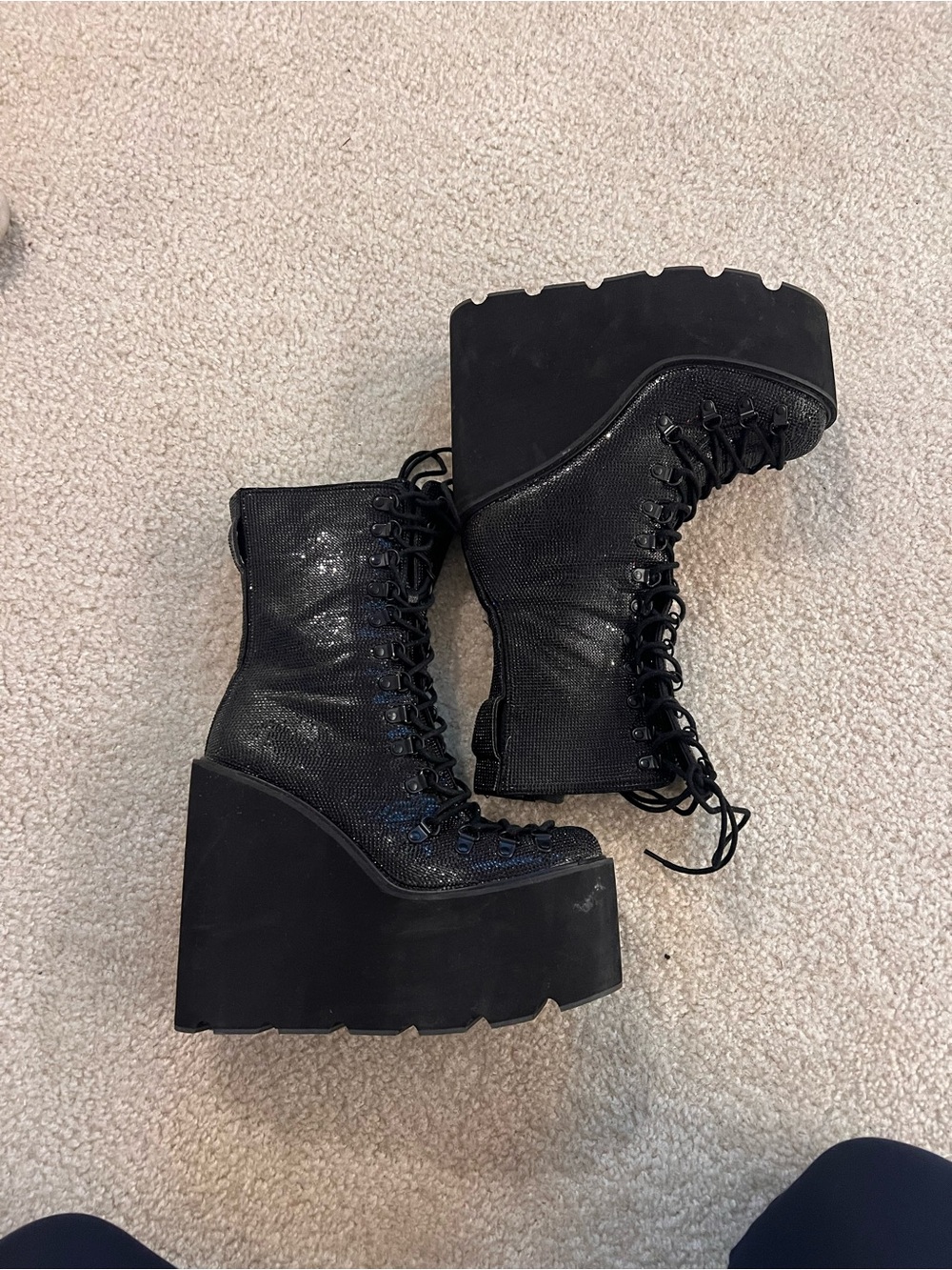 Black Platform Lace-Up Women's Boots